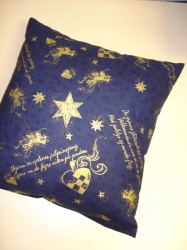 Vánoční povlak ozdobný na polštářek - zlato-modrý
