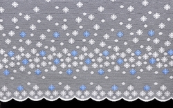 Záclona vánoční HVĚZDIČKY - VLOČKY výška 160cm x šířka 290cm kolor modrá