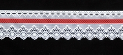 Záclona metráž M19 ROUBENKA výška 15cm bílá s červeným proužkem