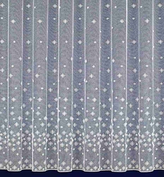 Záclona vánoční HVĚZDIČKY - VLOČKY výška 250cm x šířka 130cm bílá  s olůvkem 