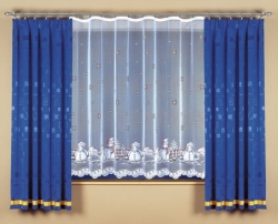 Záclona dětská SNĚHULÁCI výška 60cm x šířka 135cm bílá