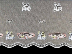 Záclona kusová AUTA - RALLEY barevná - š.350cm x v.160cm oblouk 