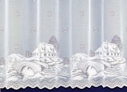 Záclona vánoční KRAJINKA výška 100cm x šířka 75cm bílá