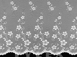 Záclona M02A výška 140cm x šířka 225cm květy bílá