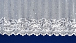 Záclona vánoční ZIMNÍ CHALOUPKY výška 140cm x šířka 130cm