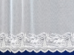 Záclona vánoční ZIMNÍ CHALOUPKY výška 140cm x šířka 130cm