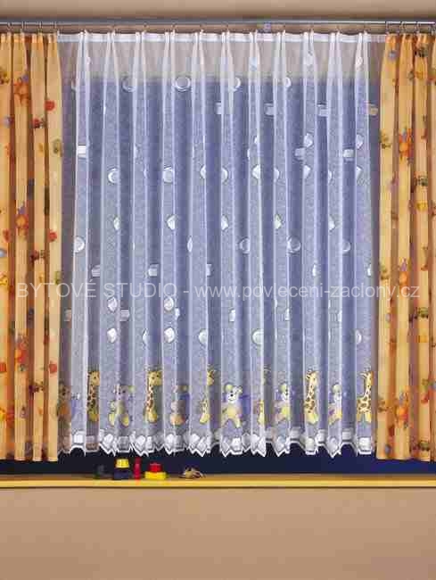 Záclona dětská D 10 HRAČKY - výška 80cm x šířka 200cm kolorovaná s průvleky pro tyč do průměru 2cm