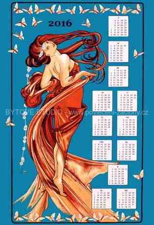 Textilní kalendář utěrka 2016 - Panna Mucha