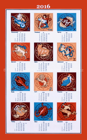 Textilní kalendář utěrka 2016 - Zvěrokruh